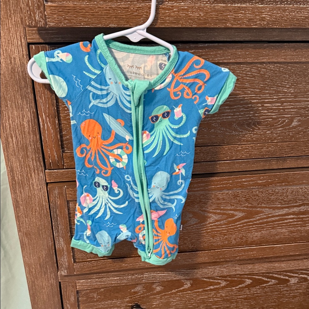 Little Sleepies Aqua Octopus Baby Romper